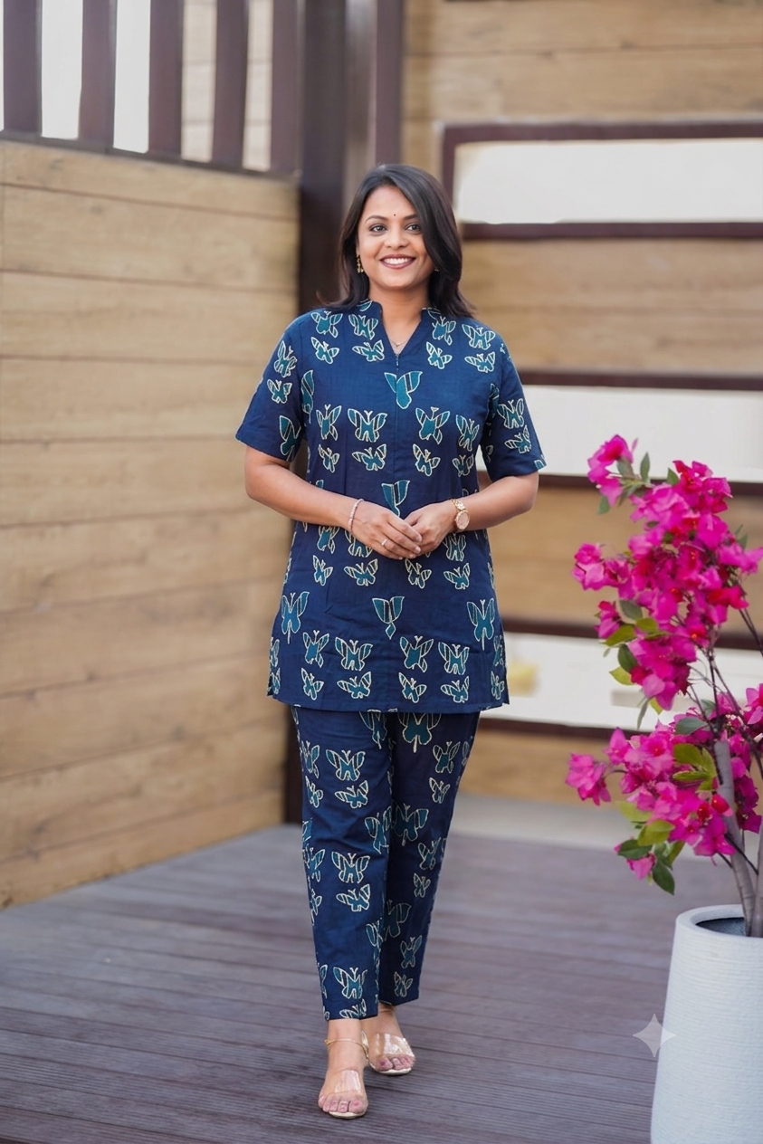 THEERA-blue butterfly Co-ord Set