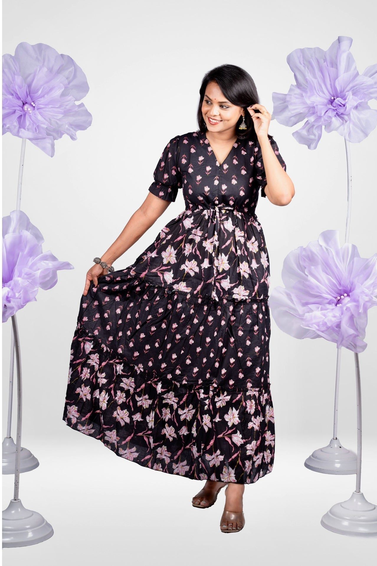 Cloud casual Maxi Dress With Lining