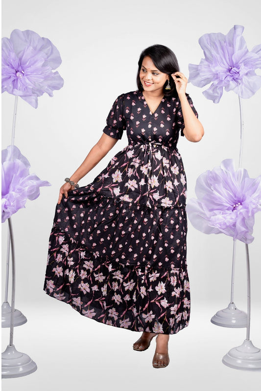 Cloud casual Maxi Dress With Lining