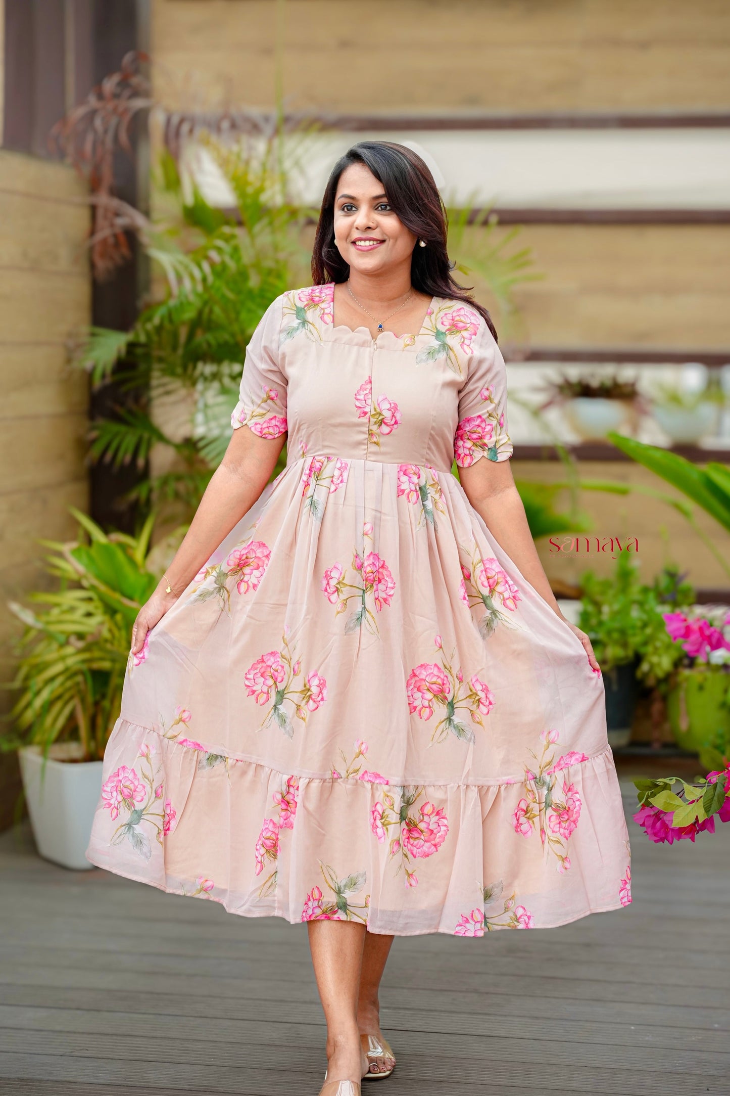 Roselyn georgette casual  Dress With Lining ( No-Iron Everyday Dress)