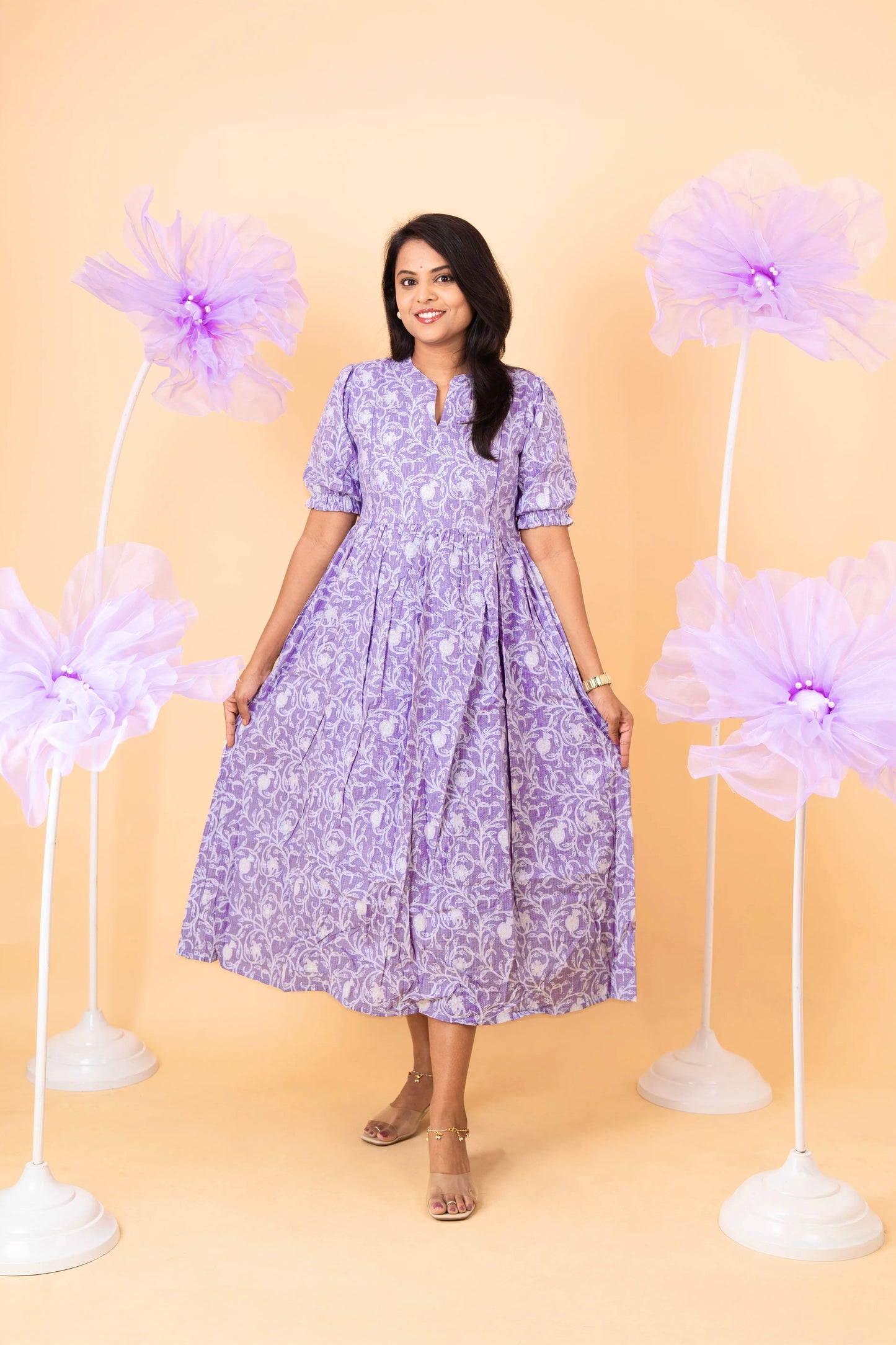 Megham casual  Dress With Lining Non-Maternity & Feeding-Friendly Dress