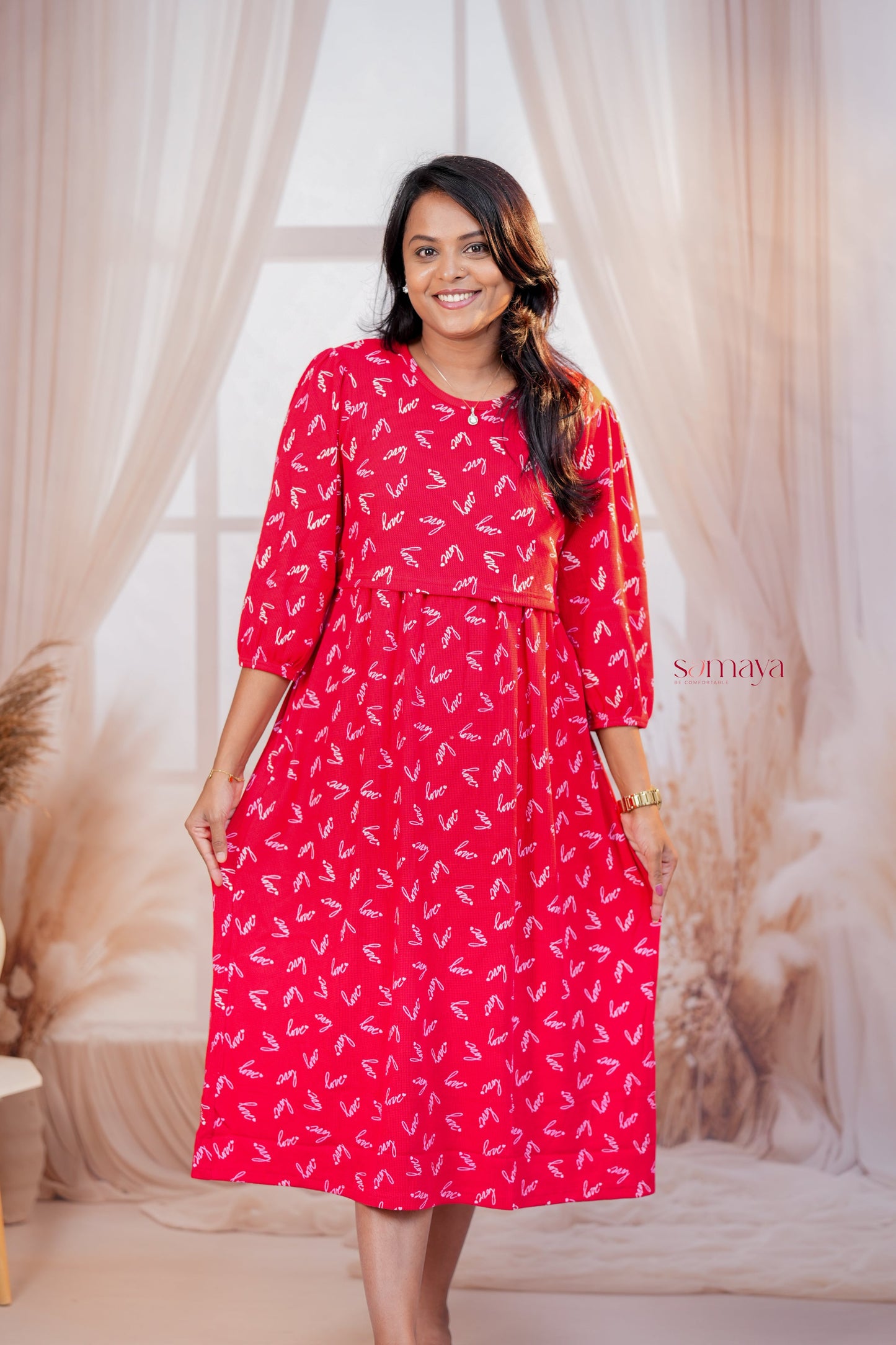 Calf Length  Love Waffle Light Weight Dress