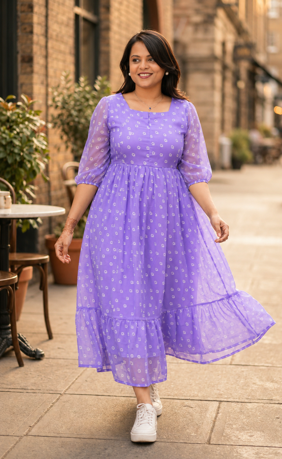 Daisy  georgette casual Dress With Lining ( No-Iron Everyday Dress)