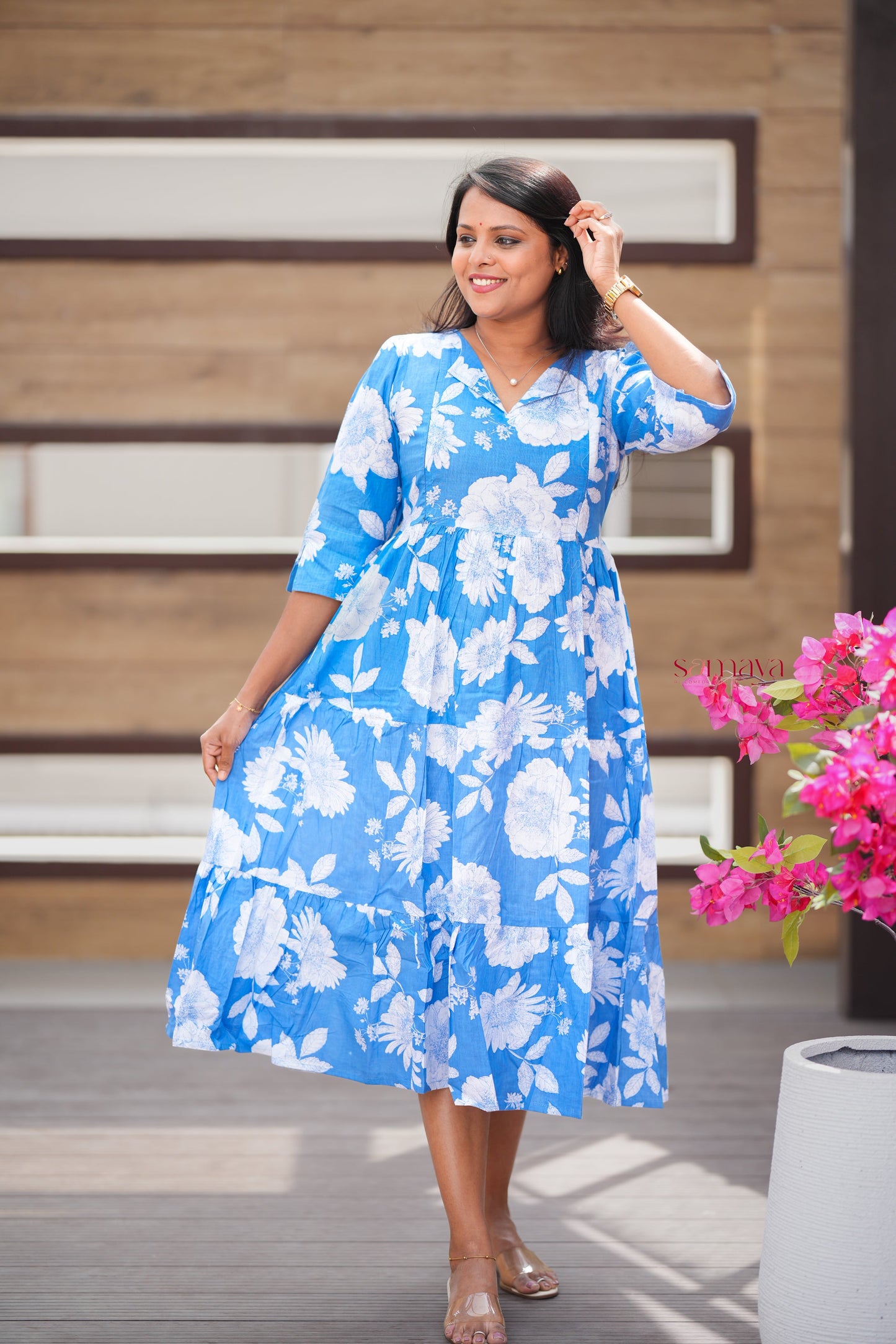 Sky white day to night dress without lining