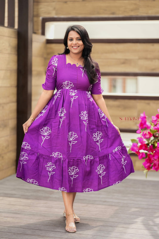 Tanvi  Dress With lining( Wrinkle-Free Cotton Blend Dress)