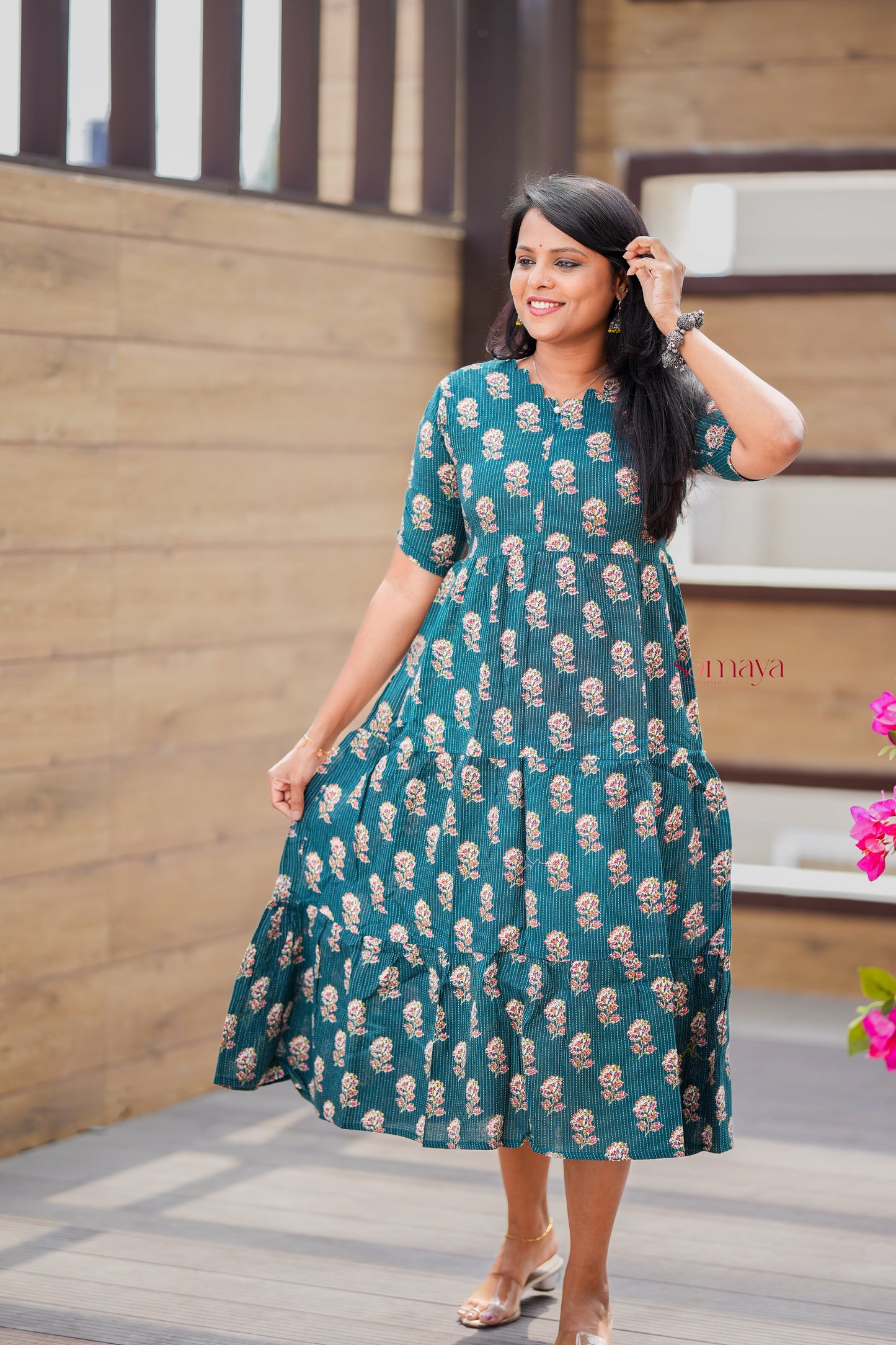 Dark Green day to night dress without lining