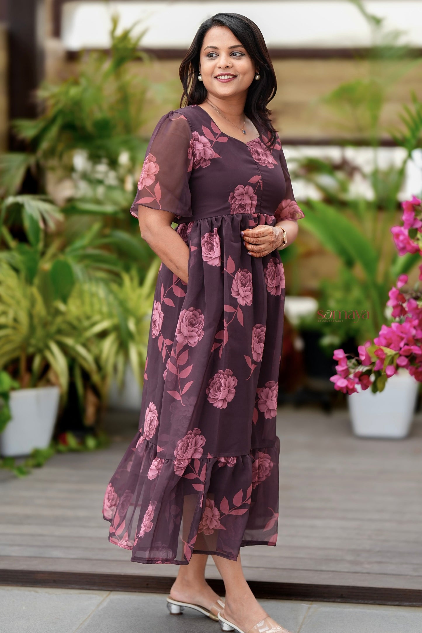 Maxi georgette casual Dress With Lining ( No-Iron Everyday Dress)50” inch