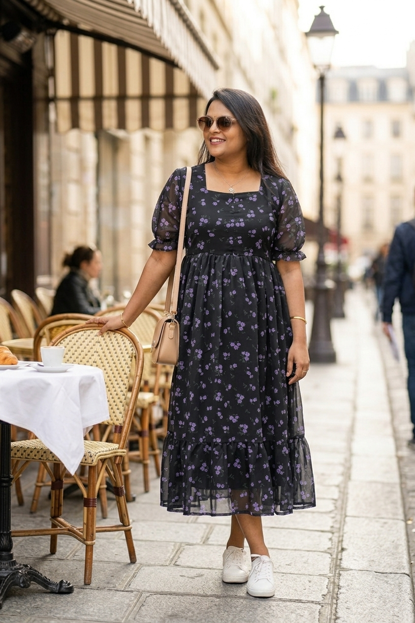 Shri georgette casual  Dress With Lining ( No-Iron Everyday Dress)