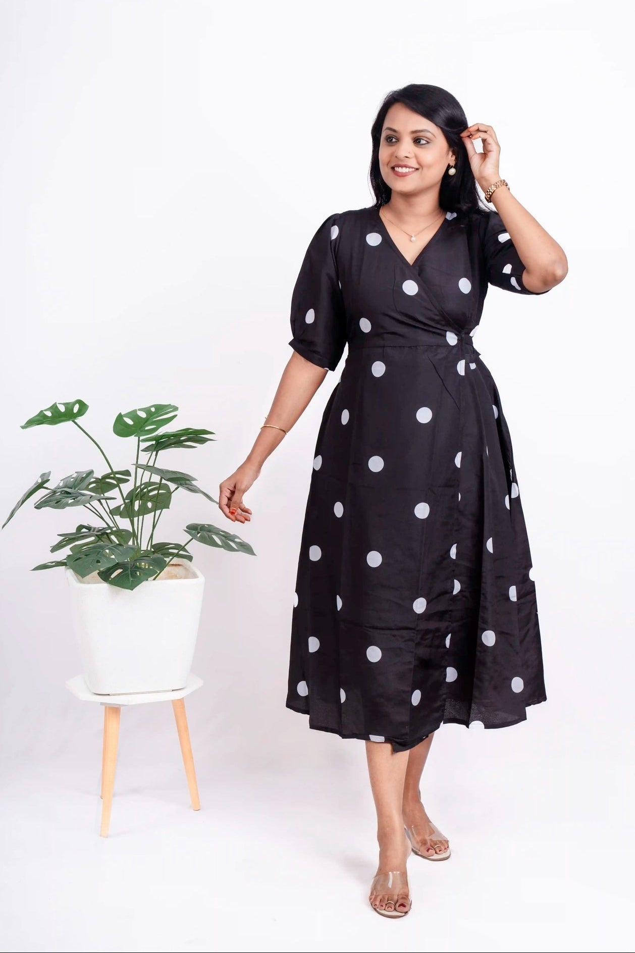 Black Wrap Dress With Slip ( choose smaller size for good fit )