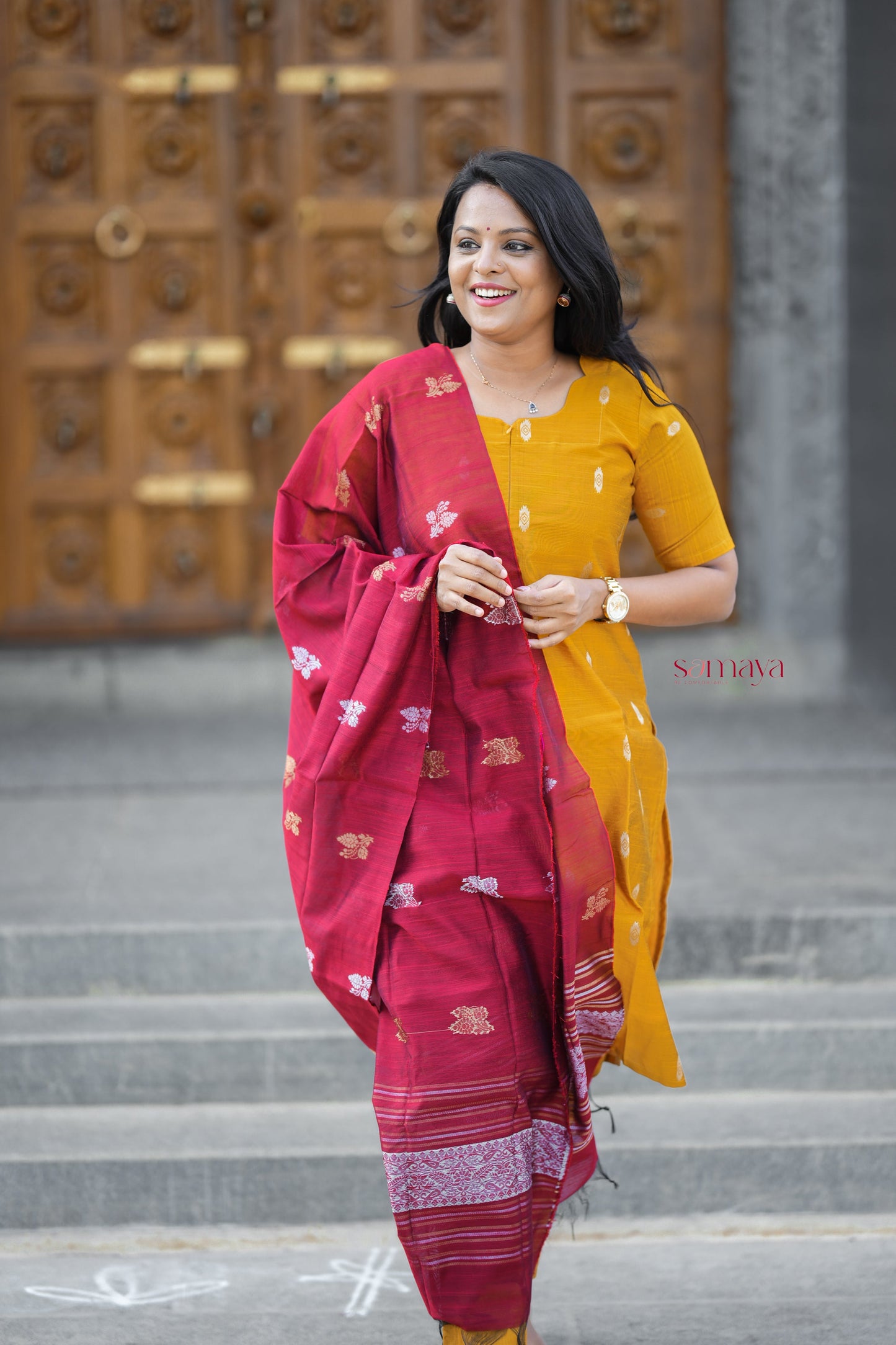 Senthoora  raw silk suit set with dupptta ( ready to dispatch ) set of 3
