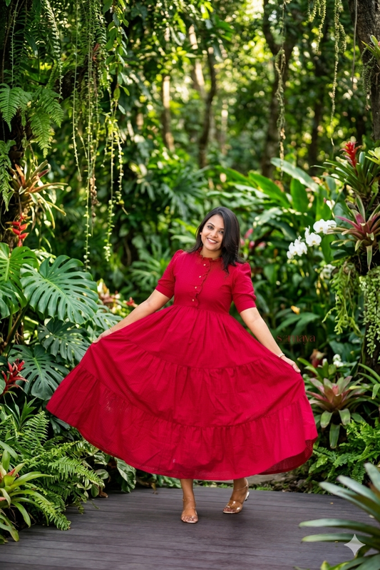 Deepika  maxi cotton  Dress With Lining(Ultimate Layered Flare Dress)august 25  th dispatch