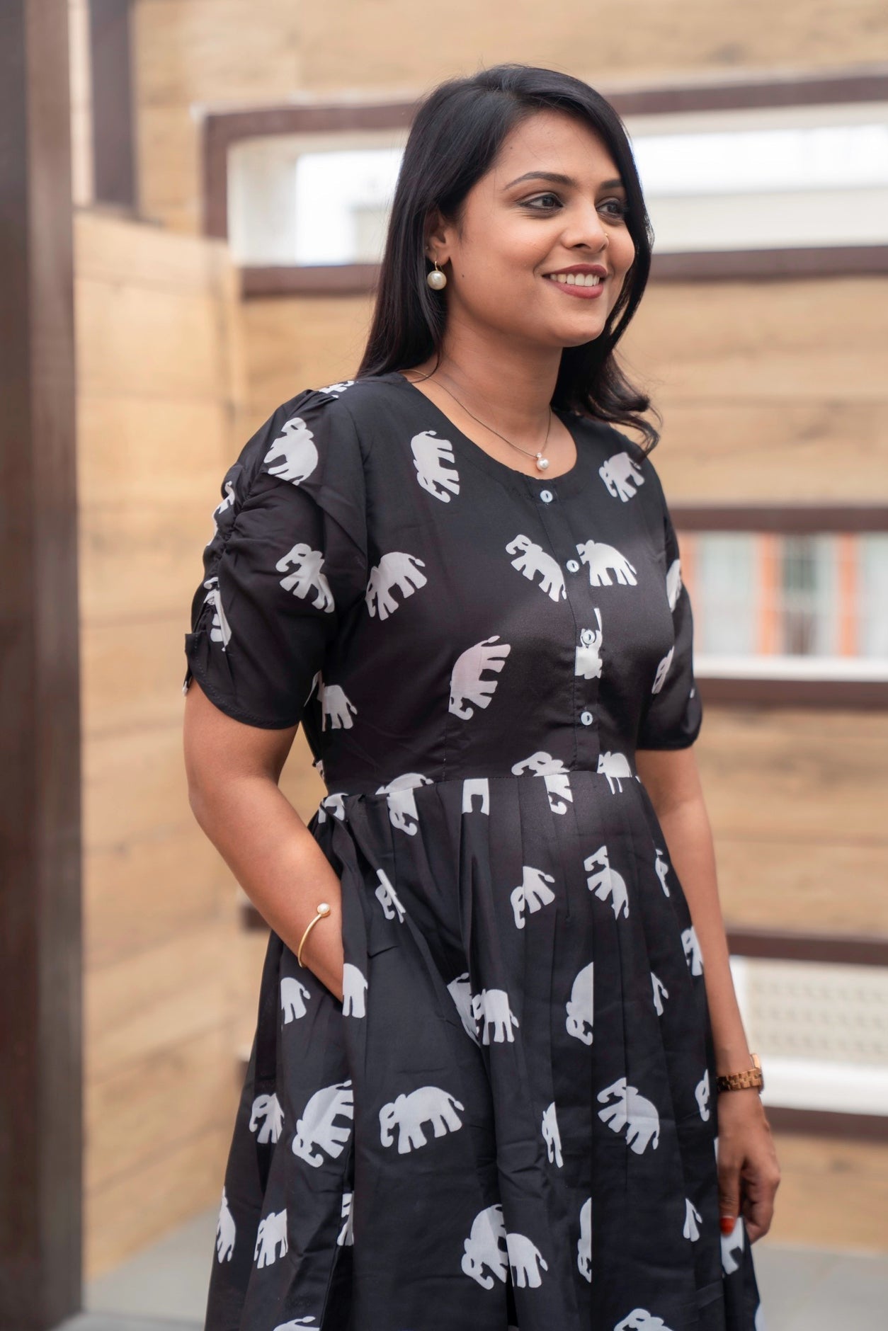 Black Elephant Day to Night Dress Without Lining (Wrinkle-Free Cotton blend  Dress)
