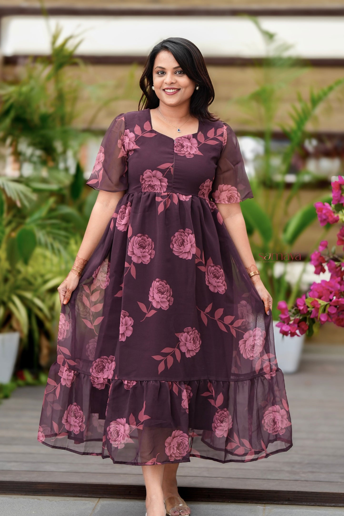 Maxi georgette casual Dress With Lining ( No-Iron Everyday Dress)50” inch