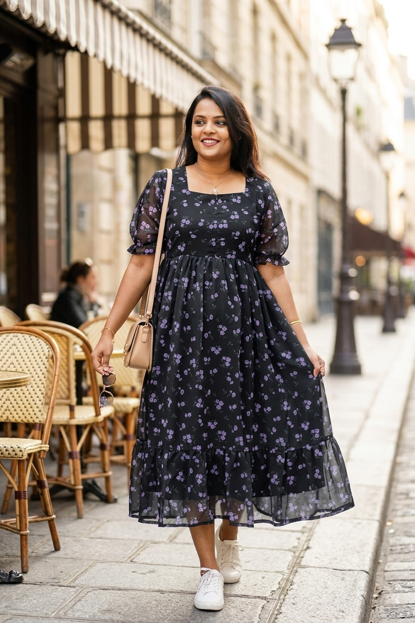 Shri georgette casual  Dress With Lining ( No-Iron Everyday Dress)