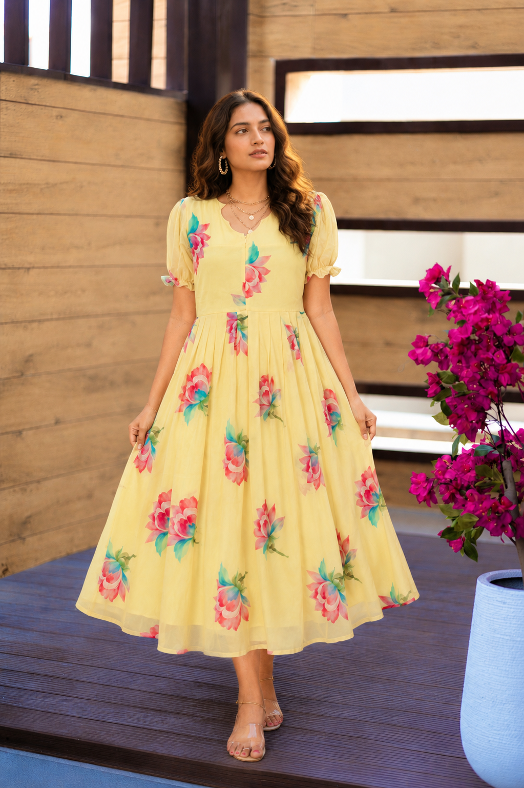 Renu georgette casual  Dress With Lining ( No-Iron Everyday Dress)