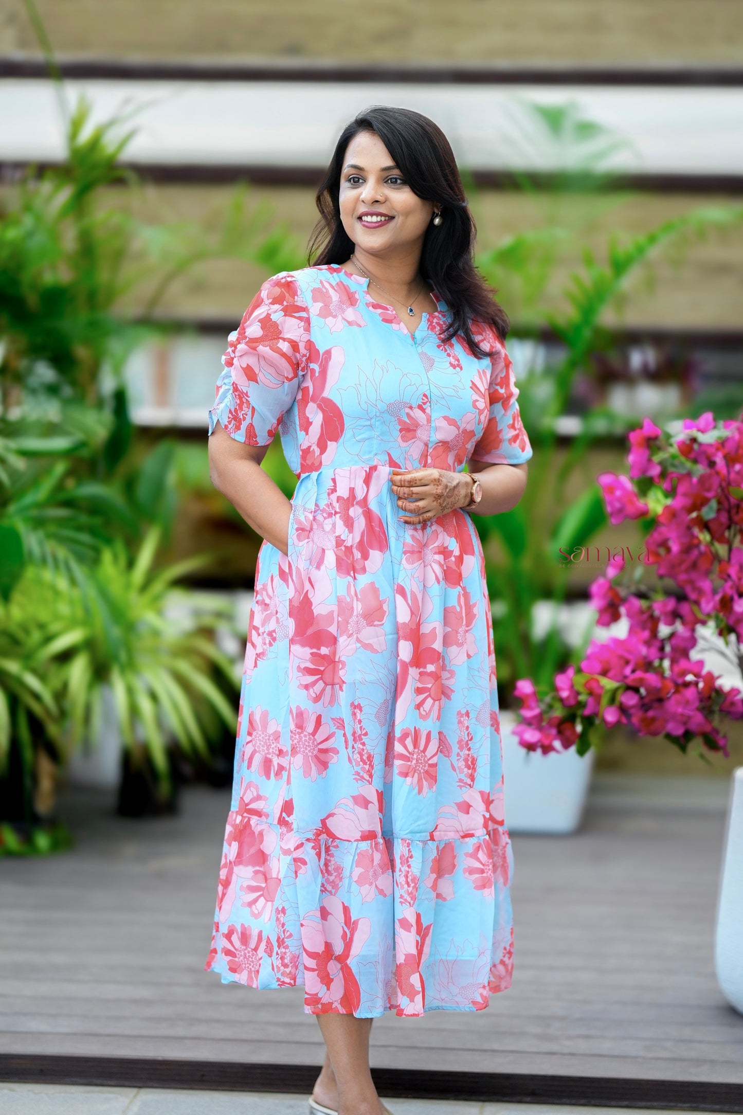 Marina georgette casual Dress With Lining ( No-Iron Everyday Dress)