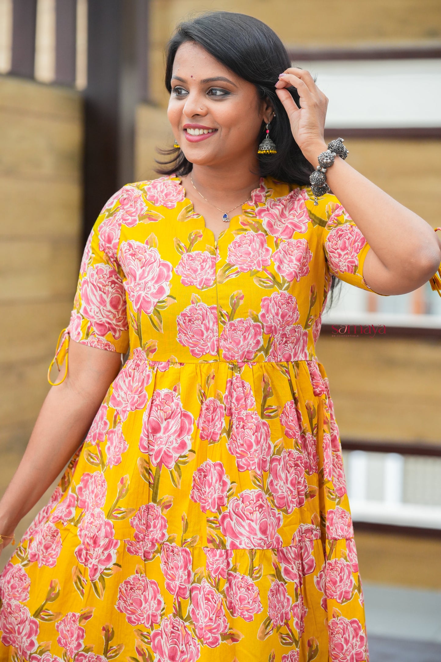 Manjal casual Dress With Lining