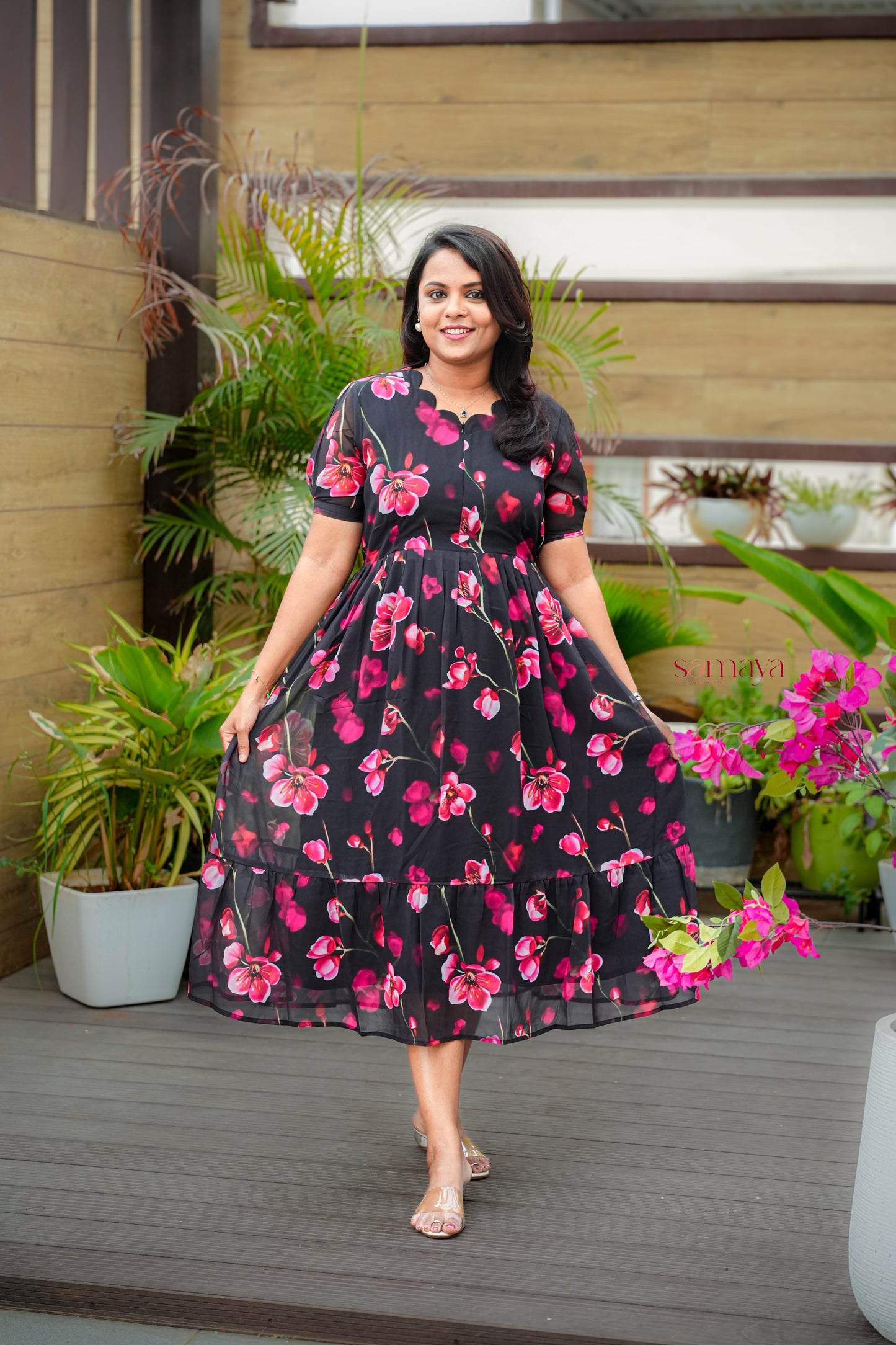 Sayara georgette casual  Dress With Lining ( No-Iron Everyday Dress)