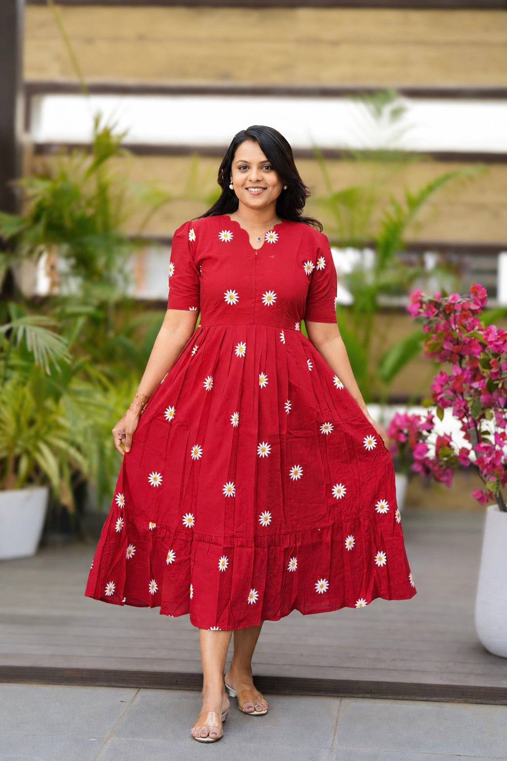 Daisy - red Casual Dress With Lining