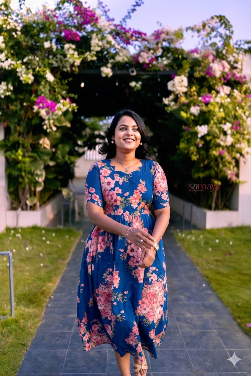 Bougainvillea - blue Casual Dress With Lining