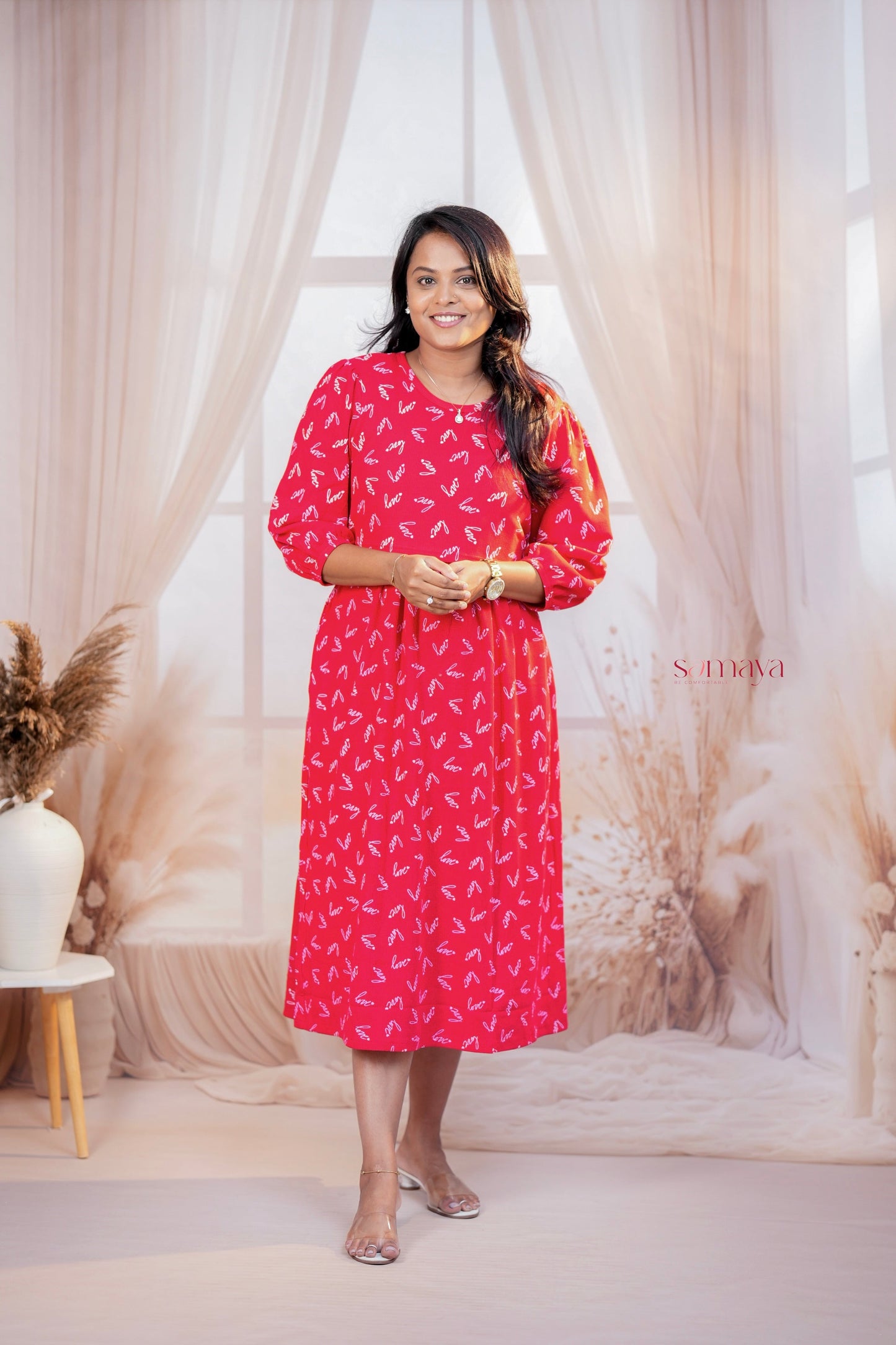 Calf Length  Love Waffle Light Weight Dress