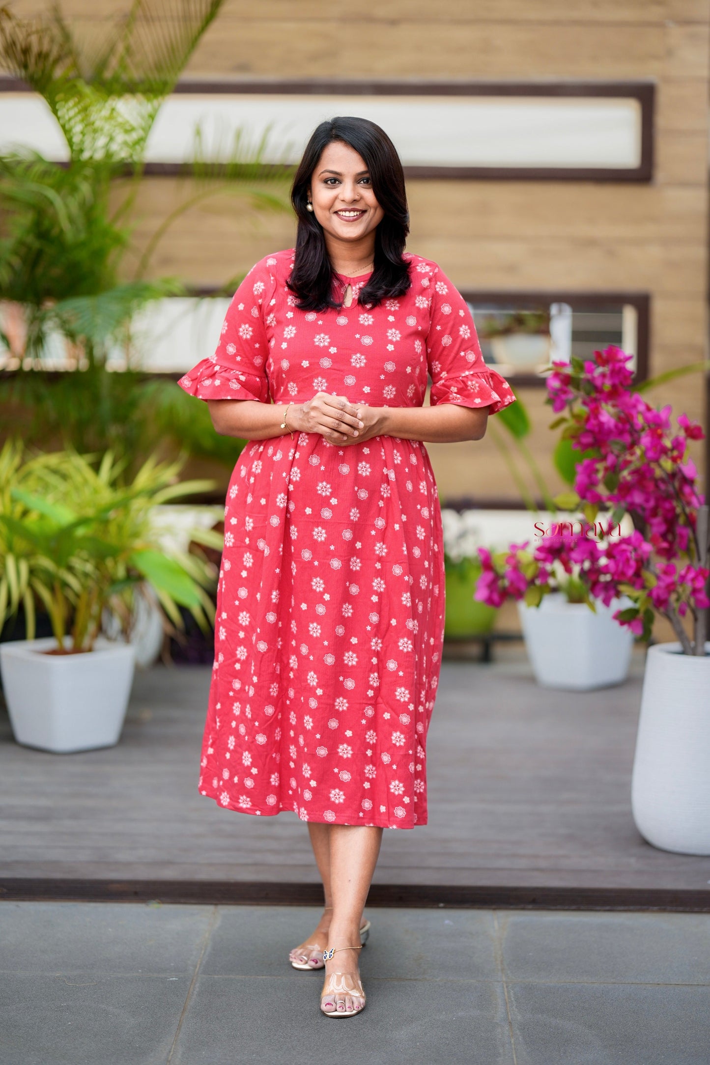Midi kollam Waffle Dress