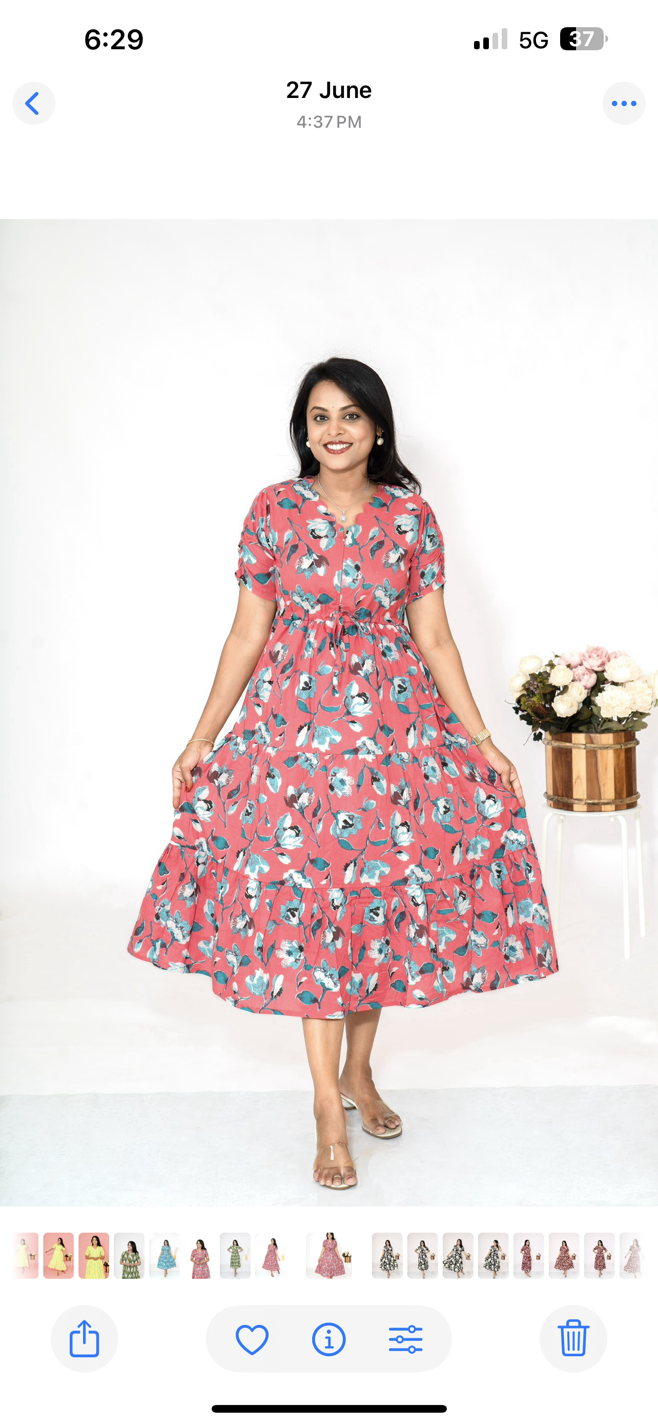 Peach Casual Dress With Lining