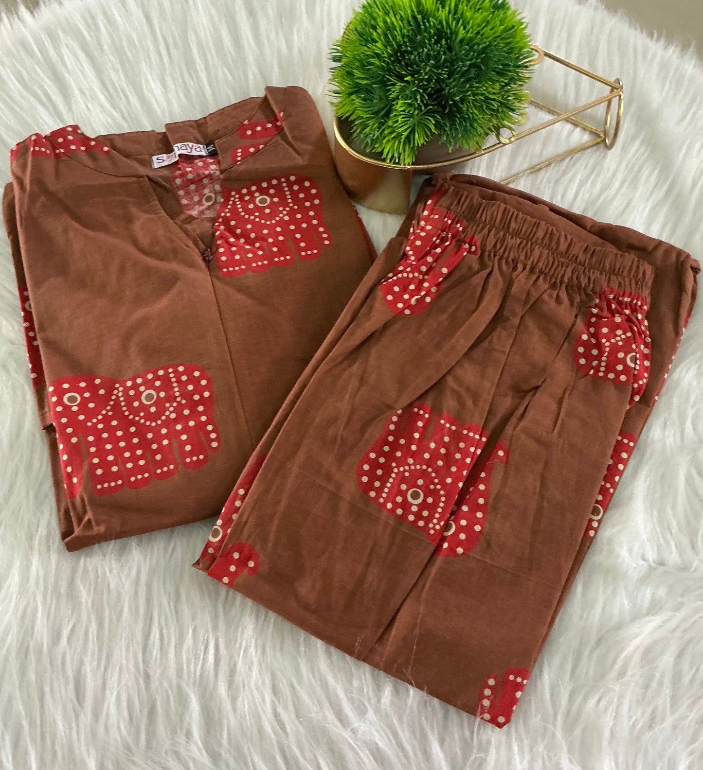 Theera-Rust elephant day to night  Co-ord Set