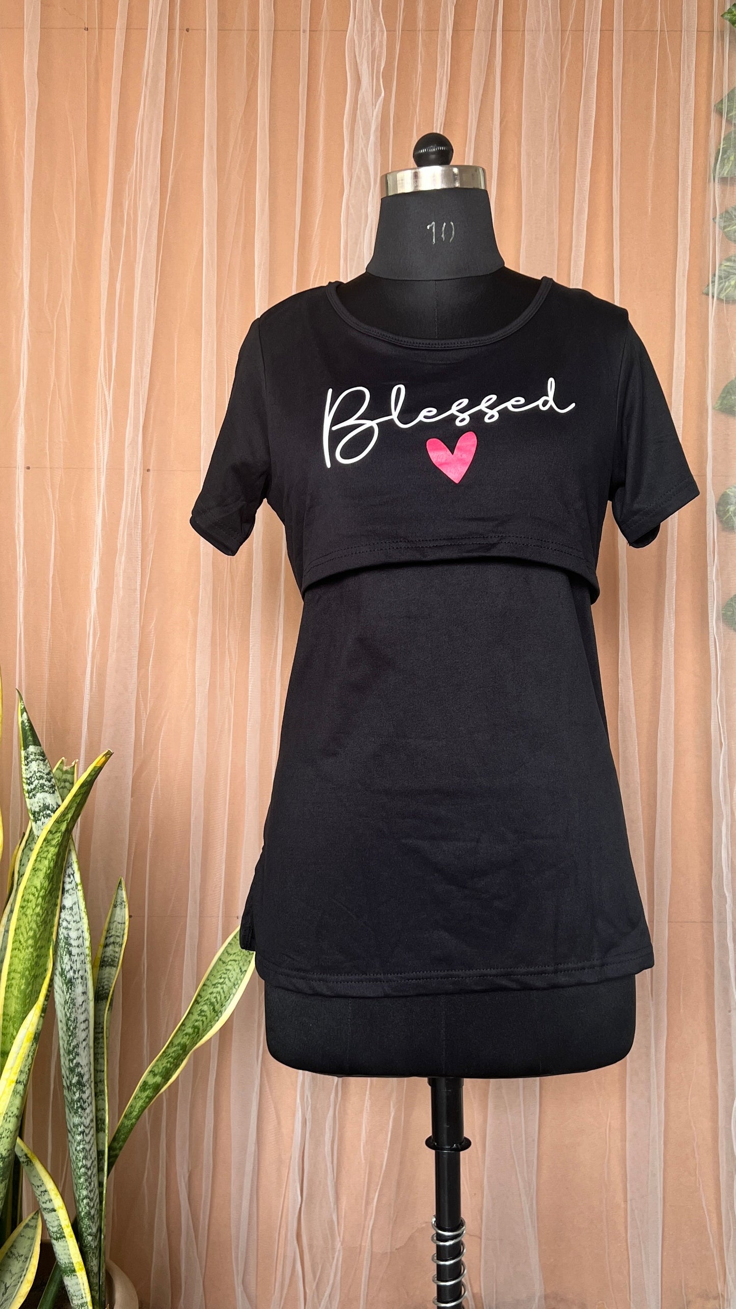Maternity blessed T-shirt winter( Minor embroidery variation so sold at sale price )