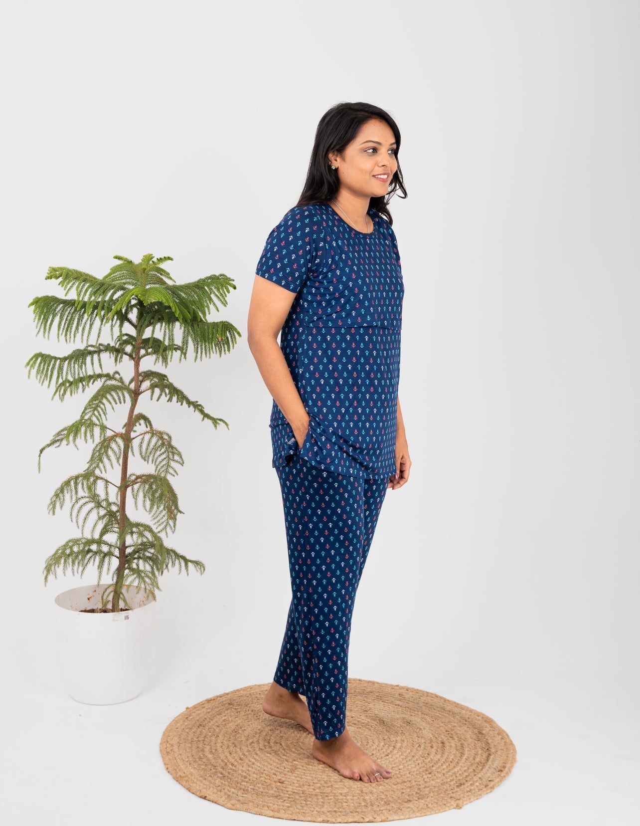 Navy Feeding Pant Set ( lightweight )