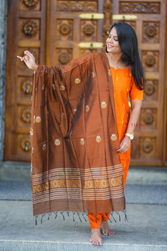 Theera  raw silk suit set with dupptta ( ready to dispatch) set of 3