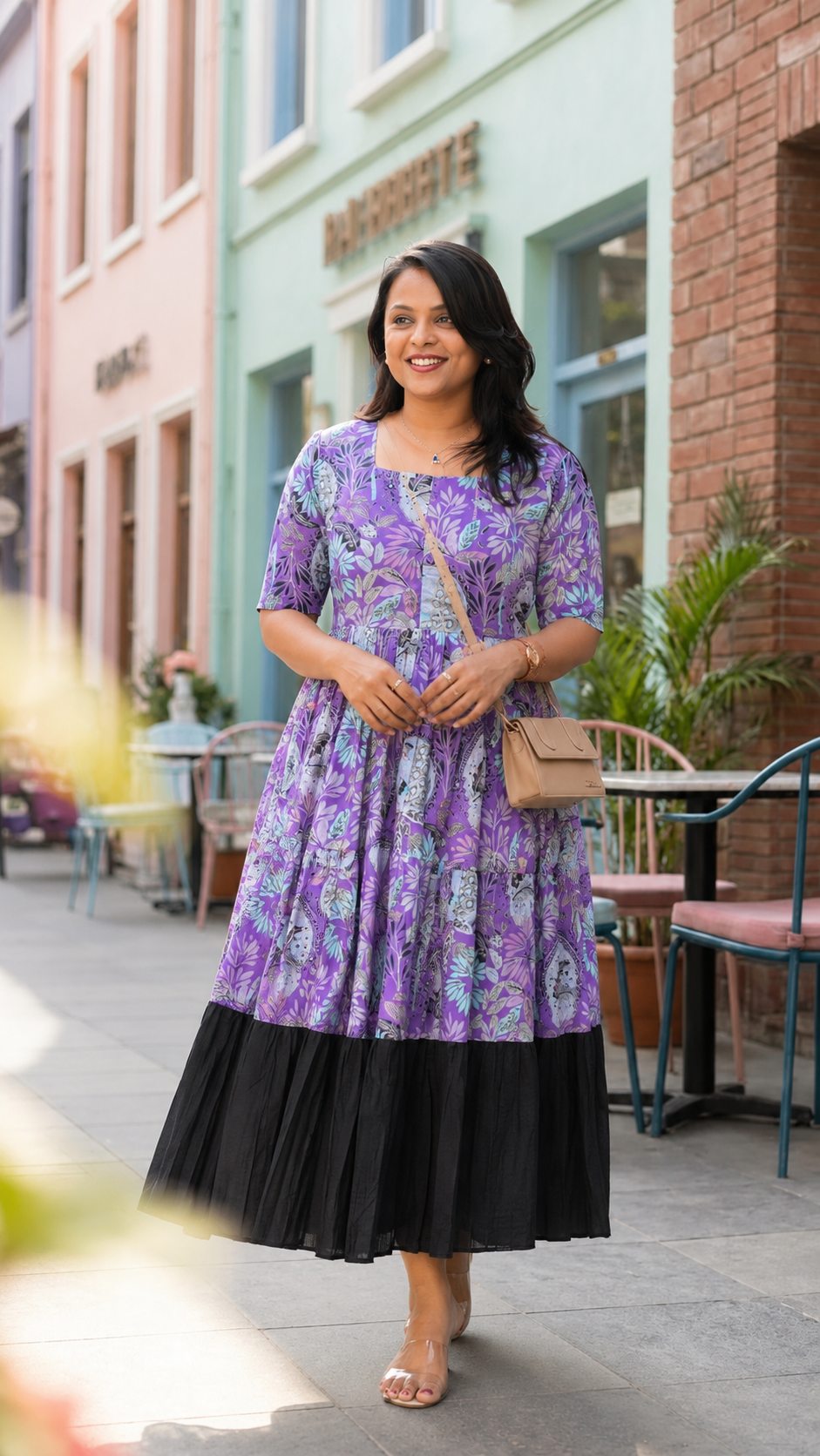 Maxi  peacock Casual Dress With Lining