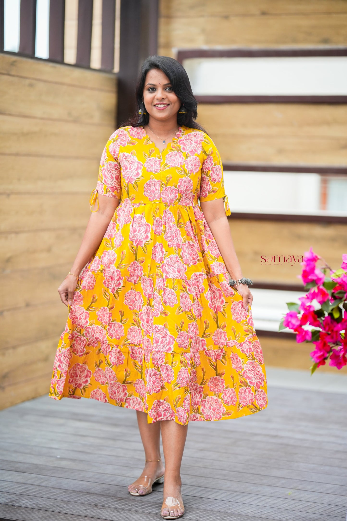 Manjal casual Dress With Lining