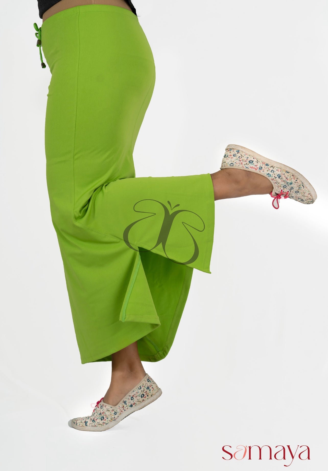 Parrot Green Sareeshaper ( Small stain that doesn’t affect overall look or wear — priced lower and a great deal ! )