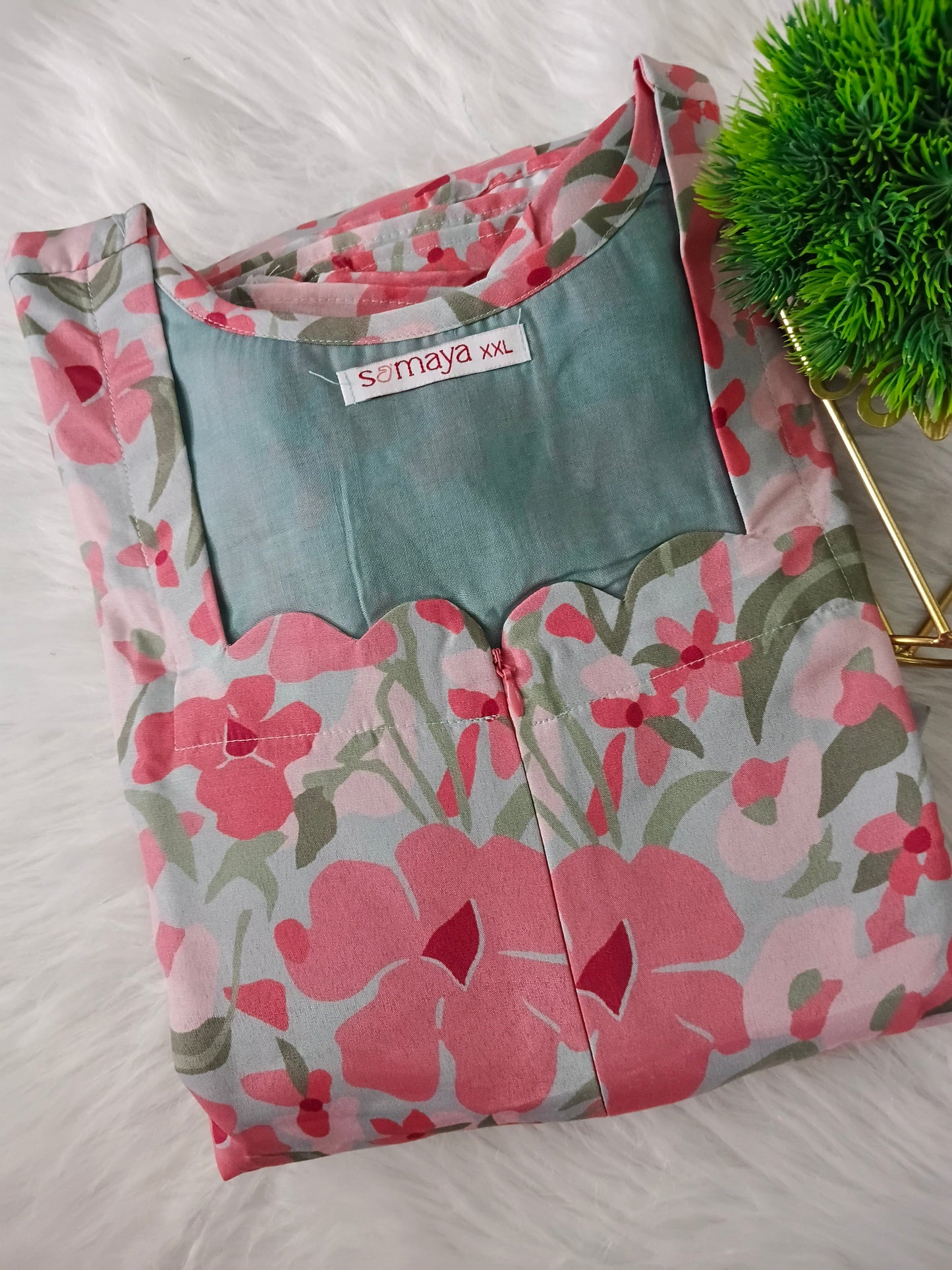 Pastel garden Casual Dress With Lining