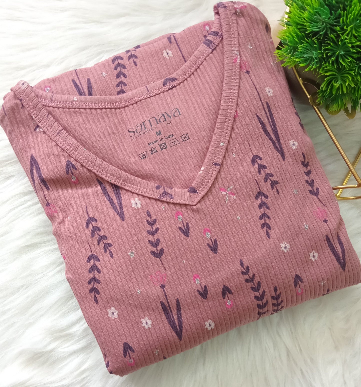 Midi Dusty Pink Ribbed Thick Weight Dress  ( cotton fabric )