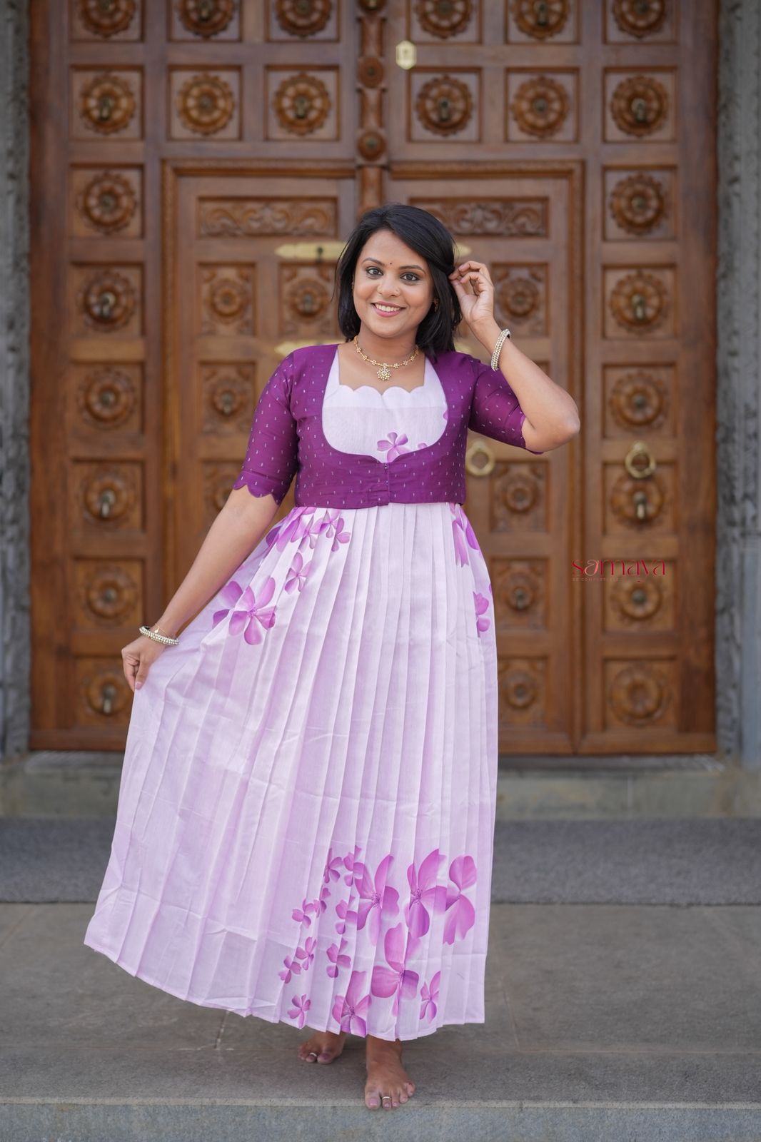Aura Chanderi Dress With Lining ( over coat detachable) ( pre order )