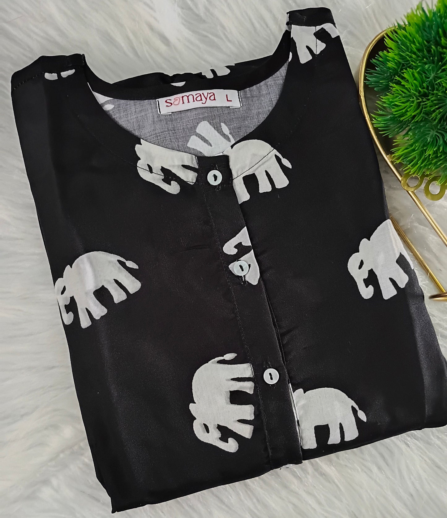 Black Elephant Day to Night Dress Without Lining (Wrinkle-Free Cotton blend  Dress)